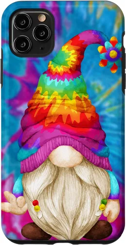 Vista 13 de Funda de gnomo de signo de paz para mujer, diseño de gnomo hippie de teñido anudado para iPhone 16