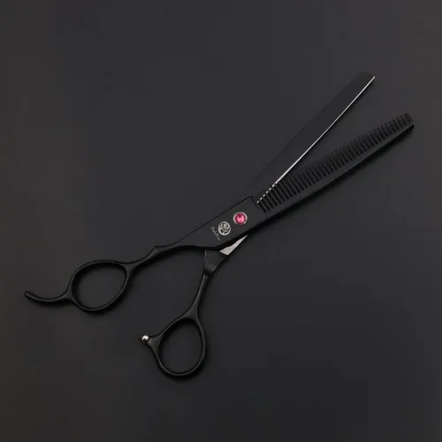 Vista 7 de Purple Dragon Tijera de corte de pelo para zurdos de 7.0 pulgadas, tijeras curvadas y adelgazantes con bolsa, para peluquería de mascotas o familia