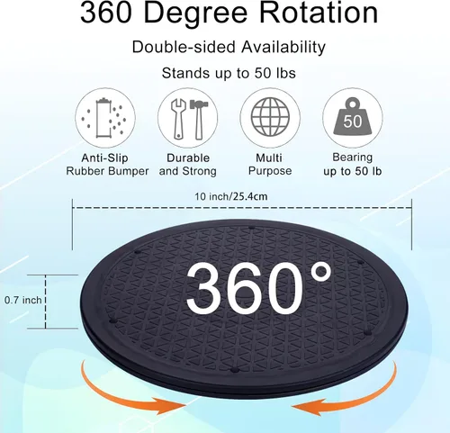 Vista 3 de Organizador de bandeja giratoria Lazy Susan de 10 pulgadas Eichzer, soporte giratorio resistente premium con rodamientos de bolas de acero