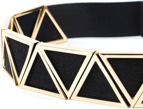Vista 5 de Cinturón elástico ancho para mujer de metal triángulo para vestidos de señoras cinturones elásticos con hebilla de enclavamiento