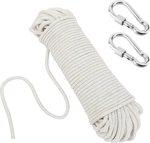 Vista 6 de KEILEOHO Cuerda de algodón natural de 1/4 de pulgada, 164 pies de longitud, cuerda blanca para manualidades, hilo de tejer, cuerda resistente