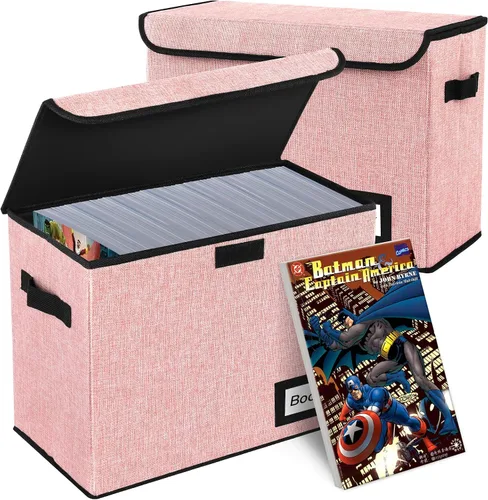 Vista 18 de Caja de Almacenamiento de Cómics, 15.8" X 7.8" X 11.8", Resistente Plegable Contiene 160-180 Cómics Contenedor Organizador Estante