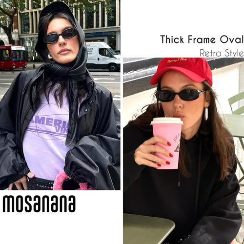 Vista 3 de mosanana Gafas de sol ovaladas minúsculas retro para mujer con cara pequeña estilo estrecho MS52360