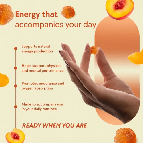 Vista 3 de LYFE Gomitas funcionales de durazno: energía y resistencia