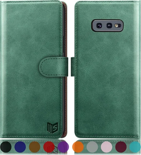 Vista 14 de SUANPOT Funda de piel tipo cartera para Samsung Galaxy S10e de 5.8 pulgadas (sin S10 de 6.2 pulgadas) con bloqueo RFID, tarjetero para tarjetas