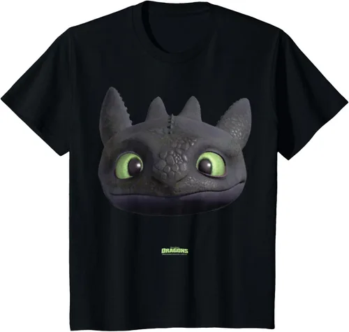 Vista 5 de DreamWorks Dragons Camiseta 3D de Disfraz de Cara Grande de Toothless Night Fury