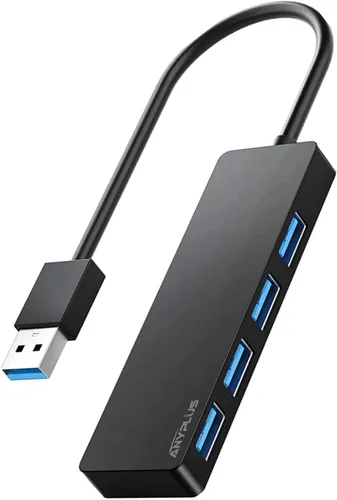 Vista 8 de Concentrador USB, concentrador USB 3.0 de aleación de aluminio ultra delgado divisor USB, extensor USB portátil de 4 puertos, concentrador USB