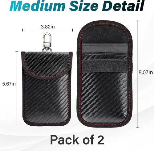 Vista 3 de BFXM Faraday - 2 bolsas para llaves de automóvil, bolsa de bloqueo de señal RFID, protector antirrobo, funda bloqueadora de señal de teléfono