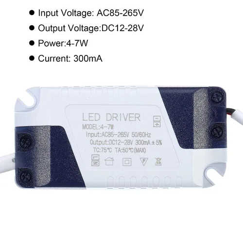 Vista 4 de PATIKIL 4-7W 300mA LED Driver, 2pcs AC 85-265V Salida 12-28V DC Conector Macho Conector Rectificador de Corriente Constante Transformador Fuente