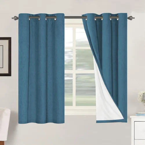 Vista 66 de H.VERSAILTEX Cortinas 100% opacas con aislamiento térmico, texturizadas, de lino, con bloqueo completo de calor y luz, para sala de estar y Negro