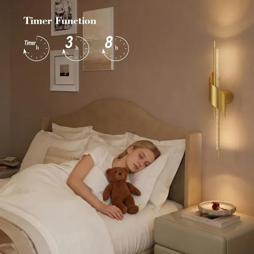 Vista 5 de camuucci Battery Operated Wall Sconces Set of 2, Modern Wireless Lights Dorado