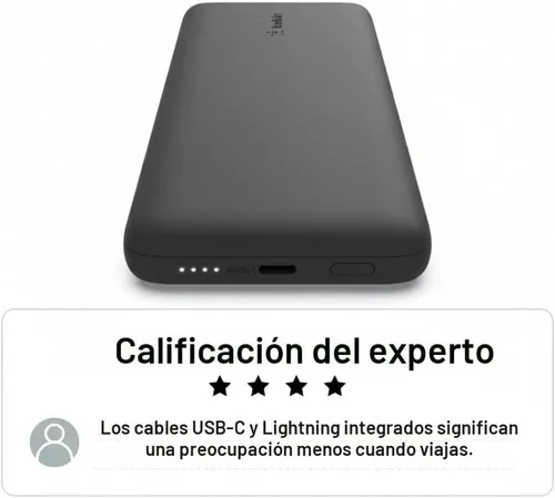 Vista 5 de Belkin Banco de Energía Cargador Portátil para iPhone/Android - 10,000mAh, Paquete de Batería de 23W para Teléfono con Cables USB-C y Lightning