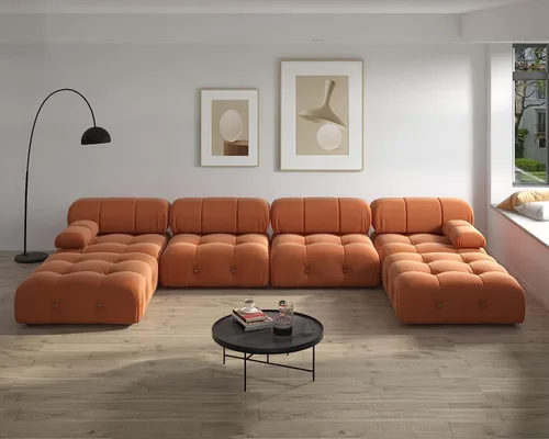 Vista 26 de JACH - Sofá modular convertible de 104 pulgadas, sofás minimalistas de terciopelo de mediados de siglo, sofá ancho de 3 asientos moderno de lujo