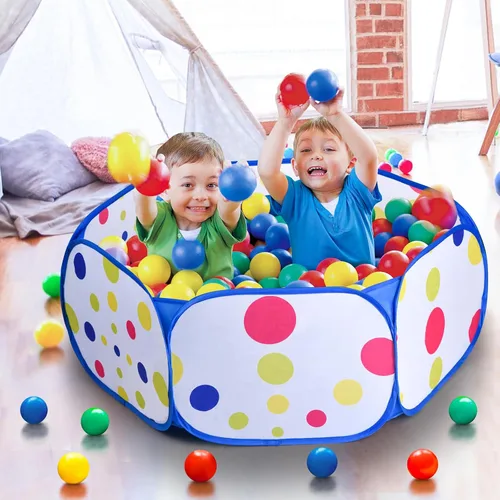 Vista 6 de Piscina de Pelotas para Niños, Tienda de Juego Emergente Azul Grande para Niños Pequeños de 1-3 Años Niñas y Niños para Juego Interior y Exterior