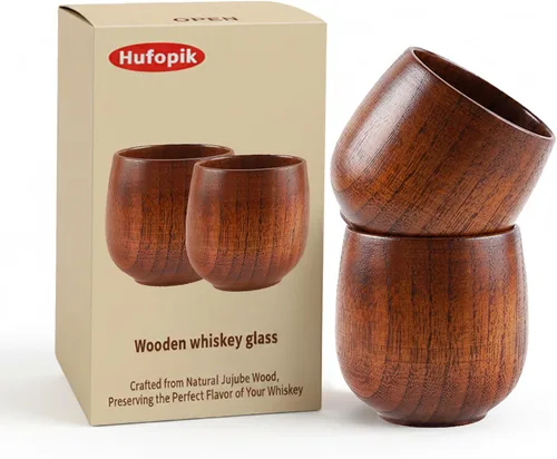 Vista 10 de 1 Pieza Vasos de Whisky de Madera, Regalos de Vasos de Bourbon para Hombres, Vasos de Degustación de Whisky Bourbon Old Fashioned – Regalos