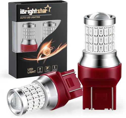 Vista 9 de iBrightstar - Las más novedosas luces de freno intermitentes estroboscópicas de 9 a 30 V, 912, 921, W16W, T15, 906, focos LED con lente. Rojo