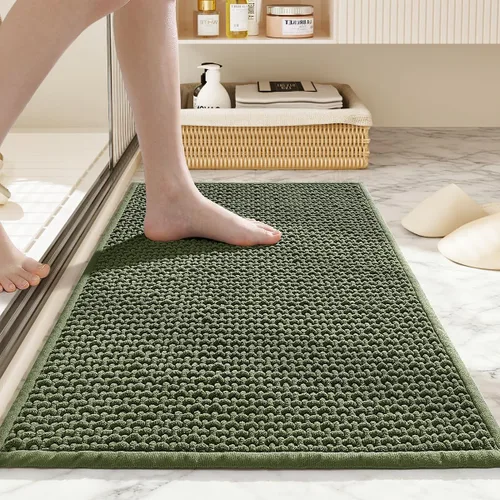 Vista 10 de Alfombras de baño antideslizantes lavables, alfombra de baño súper absorbente y delgada de secado rápido de pelo bajo para baño pequeño