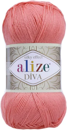Vista 46 de Alize Diva Silk Effect 100% hilo acrílico de microfibra, 1 madejas de bola de 3.53 oz 383yds color (1 - crema)