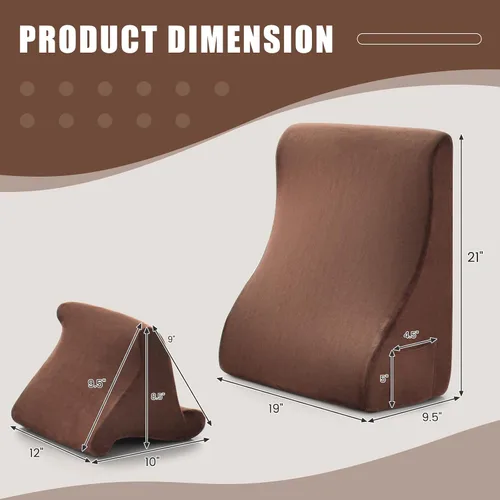 Vista 7 de Giantex Almohada de cuña de cama para dormir, almohada triangular de 7.5 pulgadas para soporte de cuello y pierna trasera, almohada de cuña