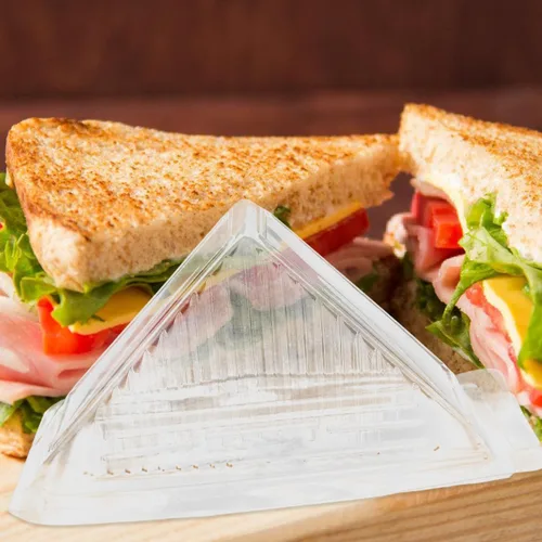 Vista 2 de Cabilock Caja de sándwich triangular de 5.90 x 3.34 x 3.14 pulgadas, recipiente de plástico transparente con tapa transparente para sándwiches
