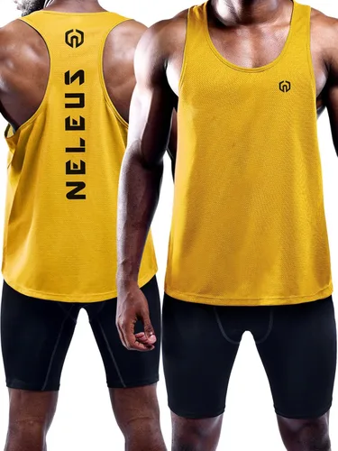 Vista 4 de NELEUS Men's 3 Pack Dry Fit Y-Back Muscle Tank Top