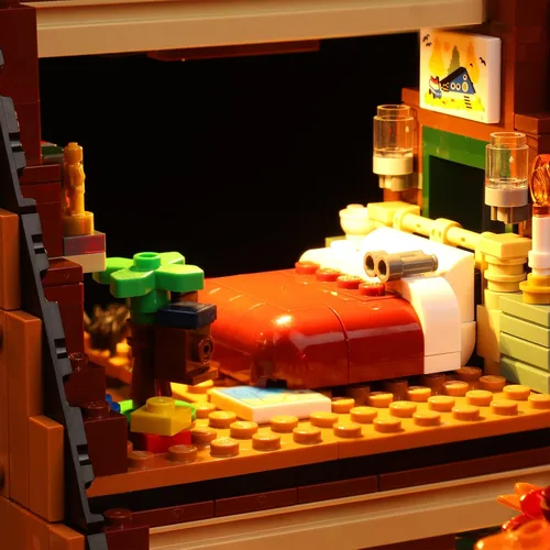 Vista 7 de VONADO Kit de luces LED compatible con Lego A-Frame Cabin 21338, control remoto, iluminación compatible con Lego 21338 (sin modelo, solo luces)