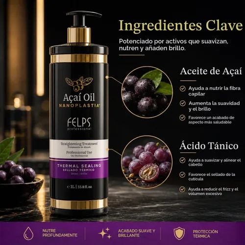 Vista 5 de Felps Omega Zero Black Nanoplastia - Tratamiento para alisar el cabello, 33.8 fl oz/33.8 oz