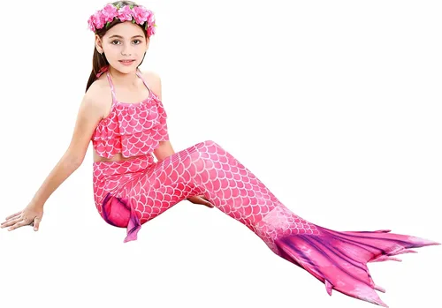 Vista 3 de Conjunto de traje de baño de 6 piezas con monoaleta para nadar para niñas de 4 a 13 años