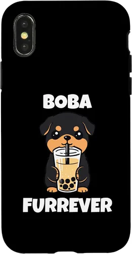 Vista 4 de iPhone 15 Rottweiler Boba Furrever Funny Dog Bubble Tea Case