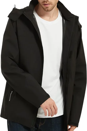 Vista 7 de Chaqueta impermeable ligera para hombre con capucha, para el aire libre, senderismo, viajes