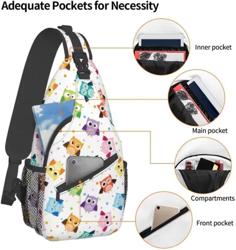 Vista 3 de SURERUIM Mochila ligera para el pecho, mochila cruzada para hombres y mujeres, linda mochila para gimnasio, deportes, viajes, senderismo, Fondo