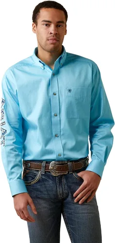 Vista 25 de Camisa de sarga con logotipo del equipo ARIAT de ajuste clásico para hombre Sea Scape USA 3X-Large Turkish Sea