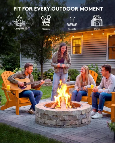 Vista 9 de SERWALL - Silla plegable Adirondack para patio, jardín, exterior, resistente a la intemperie, sillas para hoguera, color naranja