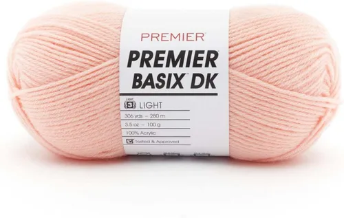 Vista 14 de Premier Yarns Basix DK - Hilo de peso, hecho de acrílico, hilo ideal para ganchillo y tejido, lavable a máquina, rubor, 3.5 onzas, 306 yardas