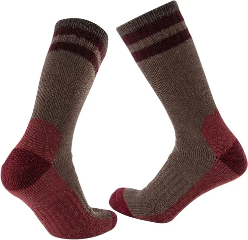 Vista 5 de Cerebro Calcetines de lana merino para hombre, calcetines acolchados a media pantorrilla que absorben la humedad, calcetines de senderismo