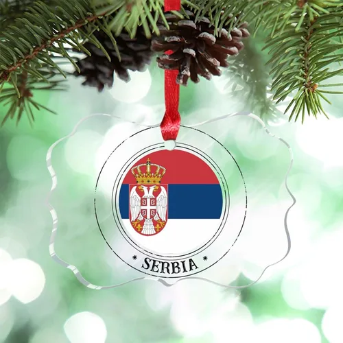 Vista 32 de Bandera nacional de Noruega, adornos de Navidad patrióticos 2023, decoraciones de Navidad para árbol, adornos acrílicos transparentes, colgante