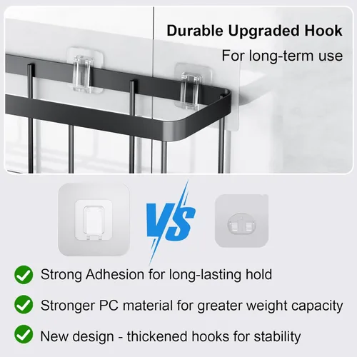 Vista 6 de Organizador de ducha de repuesto adhesivo, ganchos adhesivos transparentes, No Drilling, Waterproof, for Shower Caddy, Strong Bathroom Storage
