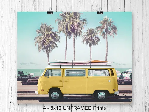 Vista 4 de Arte de pared para furgoneta de surf, arte de pared de surf, decoración de casa de playa en el océano, decoración de surf, regalo para surfistas