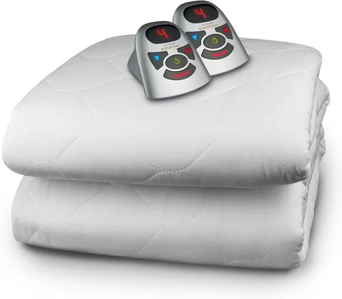 Vista 4 de Biddeford Blankets Almohadilla de colchón eléctrica calefactora acolchada de 6 onzas con controlador digital, individual, blanco