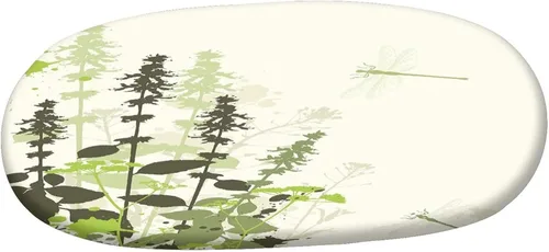 Vista 3 de Mantel ajustable ovalado, mantel ajustable de poliéster elástico con libélula, plantas naturales, césped, flores silvestres, efectos de pincel, se