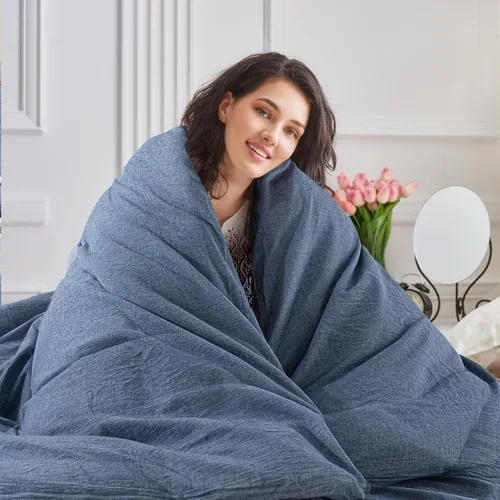 Vista 400 de NEXHOME PRO Funda de edredón Twin XL 100% algodón lavado, transpirable, duradera, texturizada, similar al lino, juego de ropa de cama para el hogar