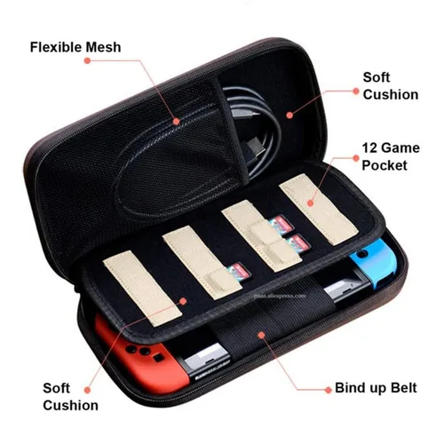 Vista 2 de Zelda Switch Carrying Case Compatible with Nintendo Switch Switch OLED, Portable Travel Protective Silicone Case for Switch Carry Case, Hard Switch