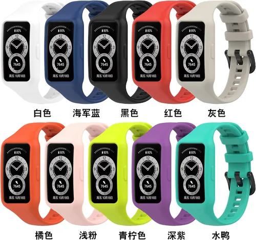 Vista 2 de Senter Correa de repuesto de goma suave de liberación rápida para Huawei Band 7 Smart Watch