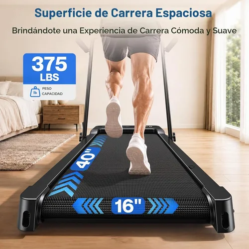 Vista 10 de Cardirun Walking Pad with 12% Auto Incline & Handle Bar, Foldable Treadmill Negro