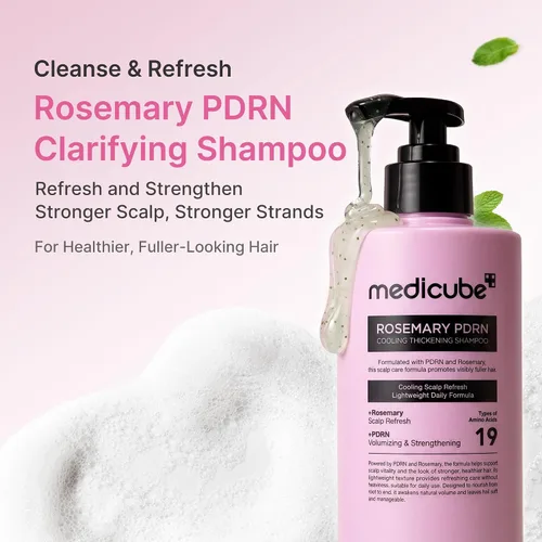 Vista 3 de medicube Rosemary PDRN - Juego coreano para el cuidado del cabello: champú, acondicionador y suero Aminoácidos para un cabello más grueso, más