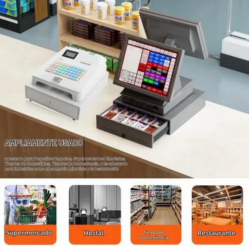 Vista 6 de Caja registradora electrónica, caja registradora para pequeñas empresas, pantalla LED de 48 teclas, sistema electrónico de posición posicional, 8
