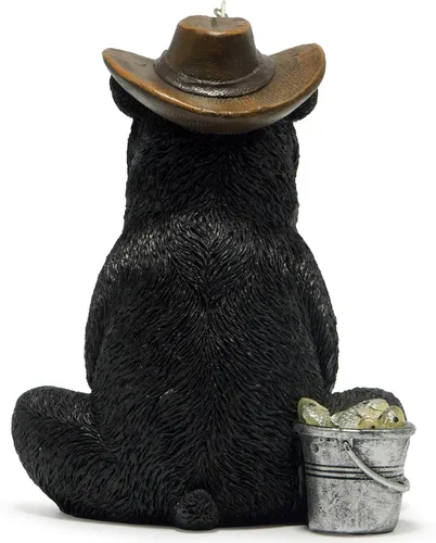 Vista 3 de Hodao Figuras de pesca de oso negro, decoración de oso de verano, manualidades para decoración de escritorio de oficina en casa, estatua