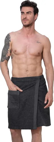 Vista 10 de Men’s Spa Bath Terry Towel Wrap Robe - 100% Turkish Cotton Body Shower Wrap with Adjustable Closure - OEKO-TEX® Certified