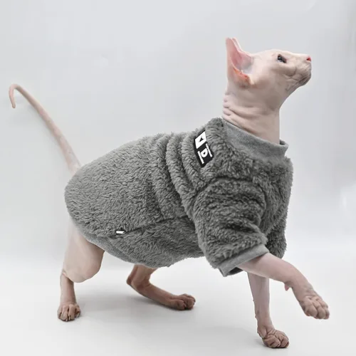 Vista 2 de Sphynx - Ropa para gatos de terciopelo de doble cara, suave y cálida, sin pelo, ropa para gatos para Cornish Rex, Devon Rex, Peterbald, Knnis, Abbey