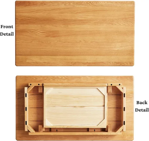 Vista 5 de Escritorio pequeño de madera, 100% roble con cajón, mesa de computadora de madera para escribir, mesa de maquillaje simple para dormitorio, oficina